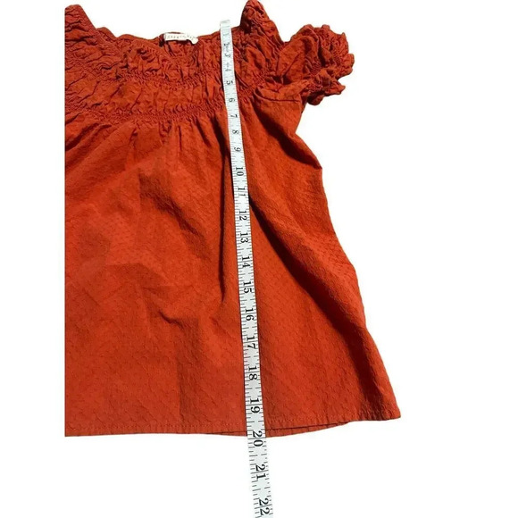 Copper Key Smocked Top Size Medium Orange Off Shoulder - Picture 7 of 7